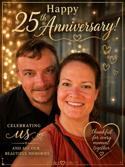 Jason and Terra Tuttle on their twenty-fifth anniversary.